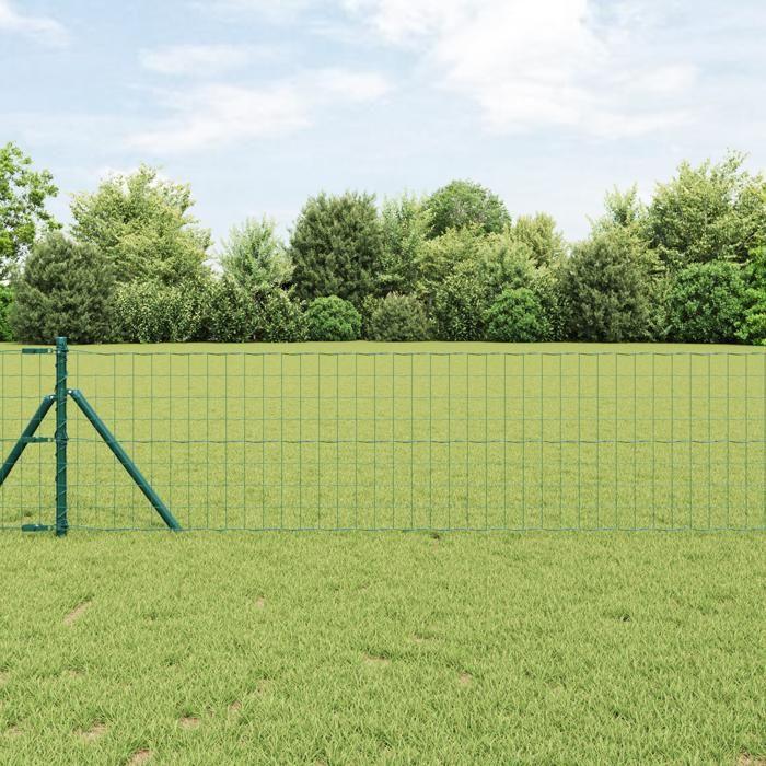 VidaXL Euro Fence with 13 Posts 0.4x50 M Galvanized Steel Green 3350359