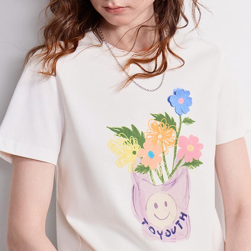 Women's Floral Print Cotton Blend T-Shirt