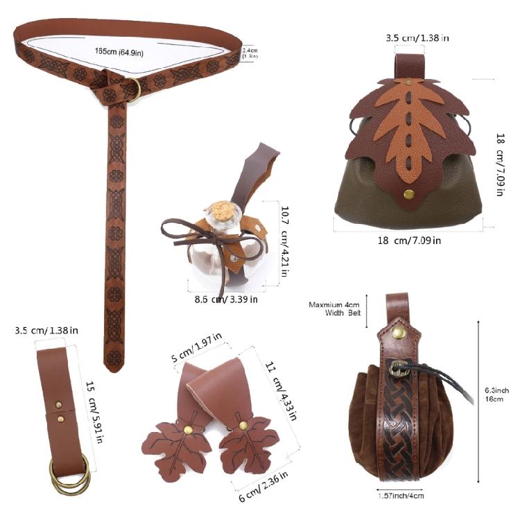 1 Set Medieval Renaissance Costume Set Belt Potion Bottle Mug Holder Skirt Hikes Halloween Renaissance Accessories