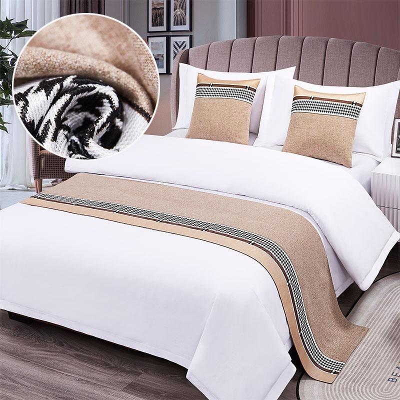 

Solid Color Bed Runner Double Layer Bed Flag Throw Bedding Single Queen King Bed Cover Towel Home Hotel Decorations Bedding Pillowcase 1Pcs