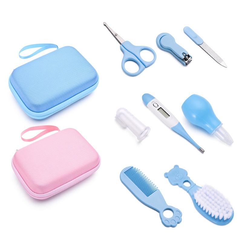 Baby Care Product 8-in-1 Grooming Kits Infant Healthcare Kit Newborn Haircomb Brush Finger Toothbrush Fever Thermometer