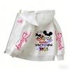 2026 Family Trip Kids Zip Up Hoodie Cute Cartoon Mouse & Friends Graphic Casual Hooded Jacket