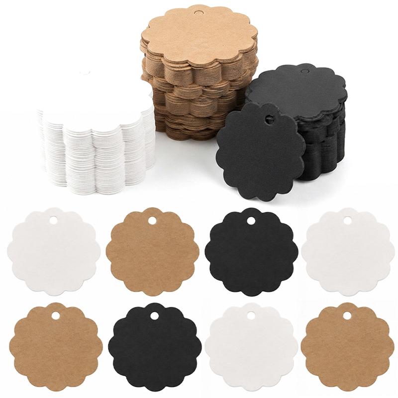 100PCS Wave Edged Round Blank Tags Elegant Gift Cards Perfect for Christmas Halloween Valentine Birthday Gift Wrapping Decor ZYF