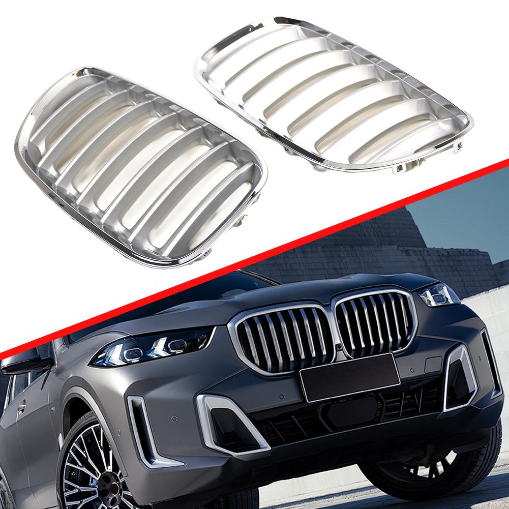 1 Pair Silver Anti-scratch ABS Car Front Hood Grill OEM 51137113733 51137113734 Front Upper Grilles Fit for BMW X5 E53 04-06