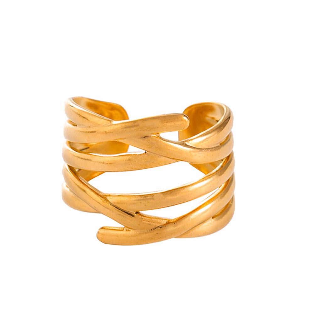Anello Aperto Unisex Vintage in Acciaio di Titanio con Design a Croce Vuota