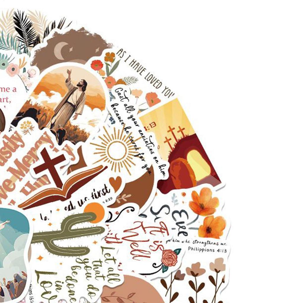 Jesus Stickers 50 Pieces Waterproof Assorted Decals Boho Stickers Christian Scrapbook Supplies For Water Bottle Laptop Phone
