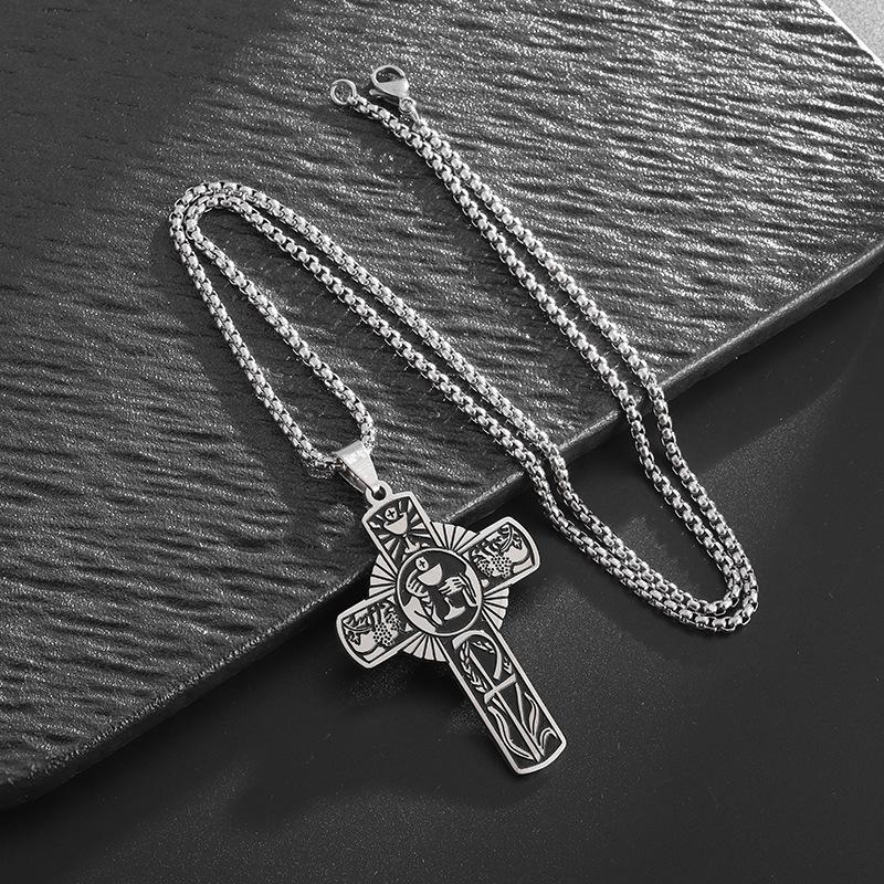 Heiliger Körper Heiligenschein Traubensaft Kreuz Halskette Edelstahl Heiliger Geist Kirche Kette Schmuck