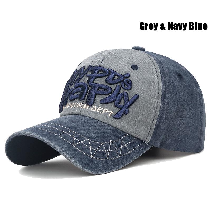 New Fashion Unisex Three-Dimensional Letter Embroidery Design Washed Distressed Craft Cotton Baseball Cap Trucker Caps