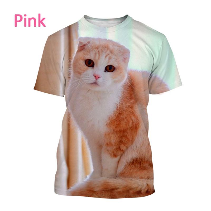 Funny New 3D Cute Animal Scottish Fold Cat Printing T Shirt Scottish Cat Graphic T-shirts Cats Lover Fashion Short Sleeves Tops