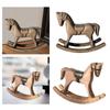 Vintage Wooden Rocking Horse Decor Collectible Retro Decoration Rocking Horse Figurine Wooden Horse Statue for Shelf Bedroom