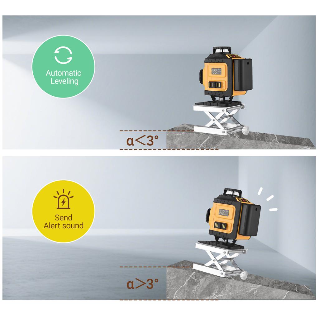 Multifunctional 4D 16 Lines Laser Level 3° Self-leveling Machine Powered By Rechargeable Lithium Battery Leveling Tools