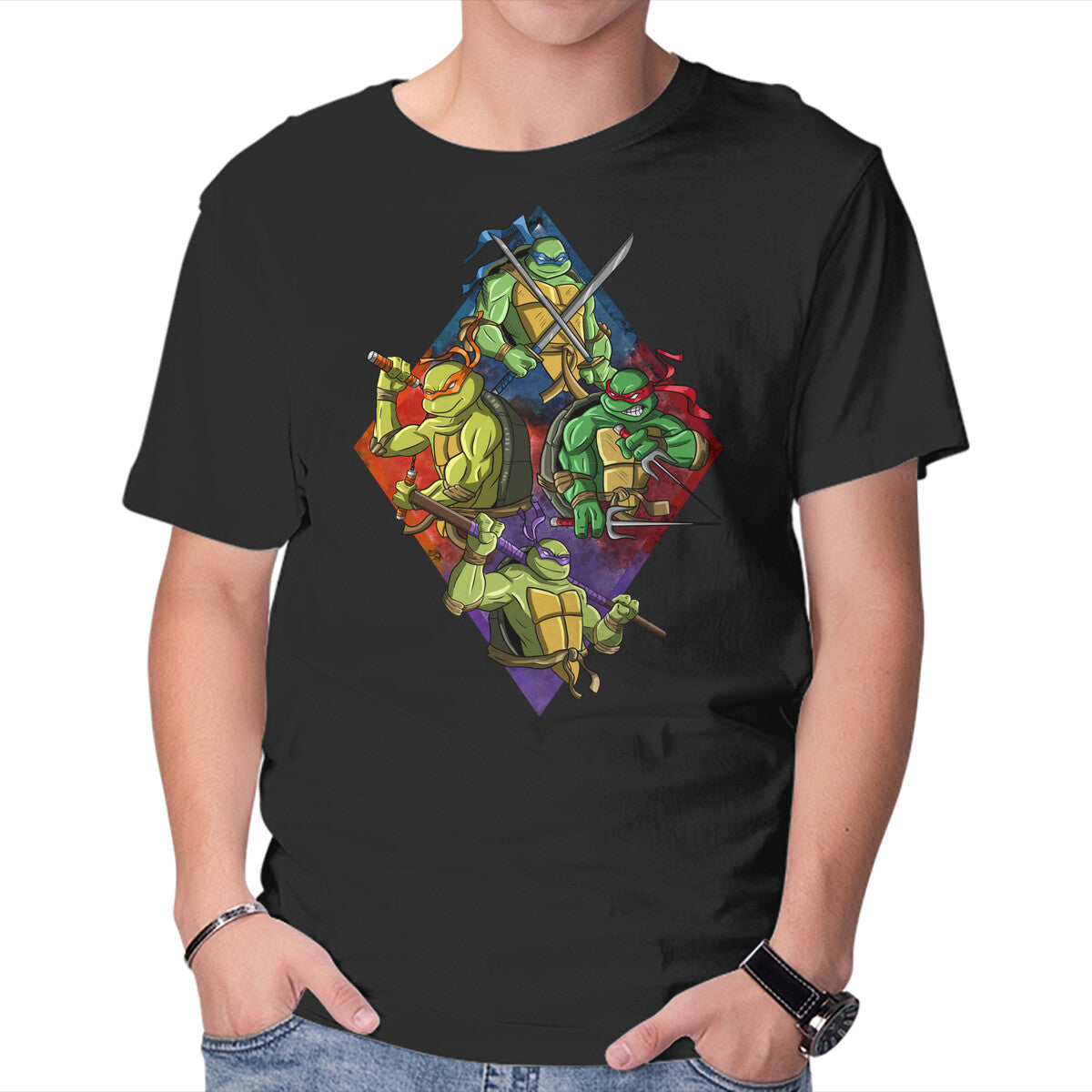 Unisex Crew Neck T-Shirt The Turtle Brothers Graphic Short Sleeve Casual Tee XXXL