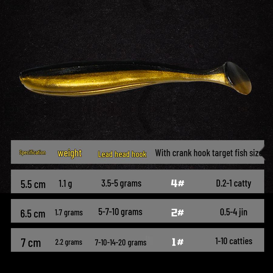 T-Tail Soft Bait Lure: Artificial Worm with Lead Head Hook for Long Cast Bass Fishing, Drop Shot T-Tail Design.