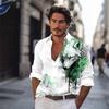 Men Button‑up Long Sleeve Shirt Wild Wolf‑head Splash‑art Motif Turn‑down Collar Leisure Street Theme‑party Gathering Outfit