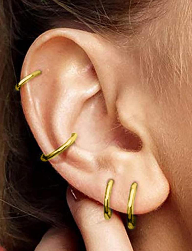 18G 316L Surgical Steel Nose Ring Hoop, Cartilage Hoop Earrings for Women Men Piercing Jewelry 6mm/8mm/10mm/12mm