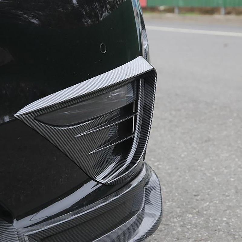 For Tesla Model Y -2024 Accessories Front Bumper Fog Light Cover Frame Trim ABS Car Lamp Shell Guard Decoration