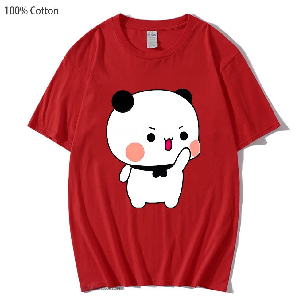 Couple T-Shirts Bubu with Dudu T-Shirts Cartoon Cute Panda and Brownie Bear Tshirt Men Women Cotton Shirt Kawaii Top