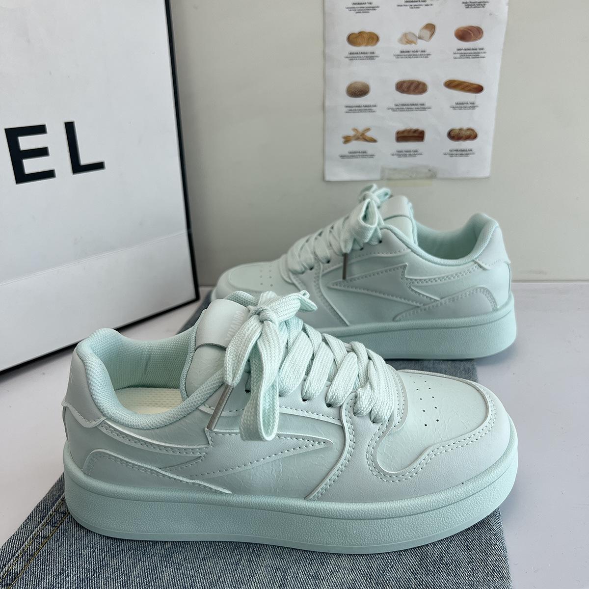 

Women s 2025 spring Korean version of high-value dopamine platform white shoes, new versatile shoes ins tide student board shoes 40 зелёный