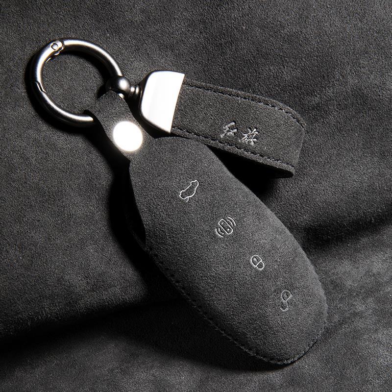 High-End Suede Key Case for Hongqi H5 HS5 H6 HS7 ESH3 ESH9 Models (2023/2024)