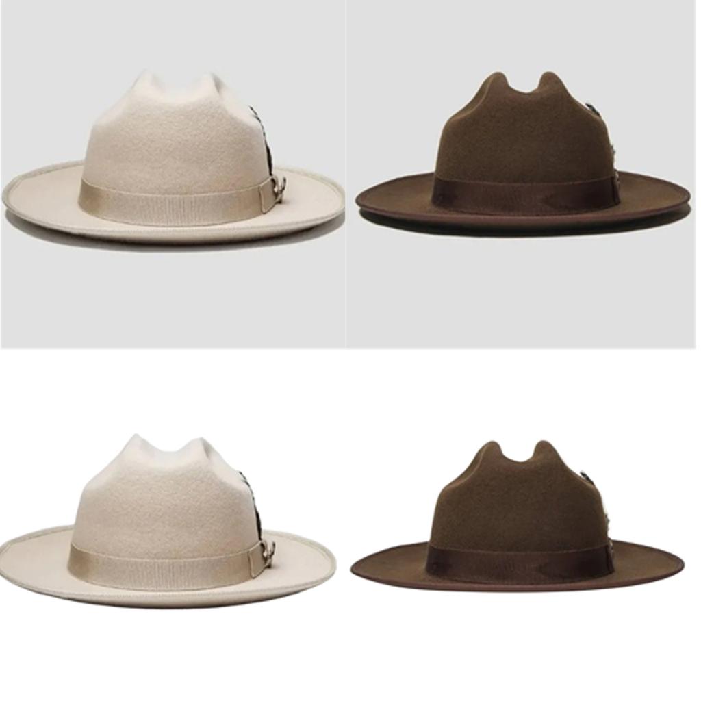 Roll Brim Wool Hat for Adult Stage Performances Hat Theme Party Costume Hat Masquerade Dress Up Hat Music Festival Hat