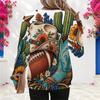 Women Plus Size Round Neck Long Sleeve Cowboy Hat Football Sunflower Print Sweatshirt Ribbed Cuffs Pullover