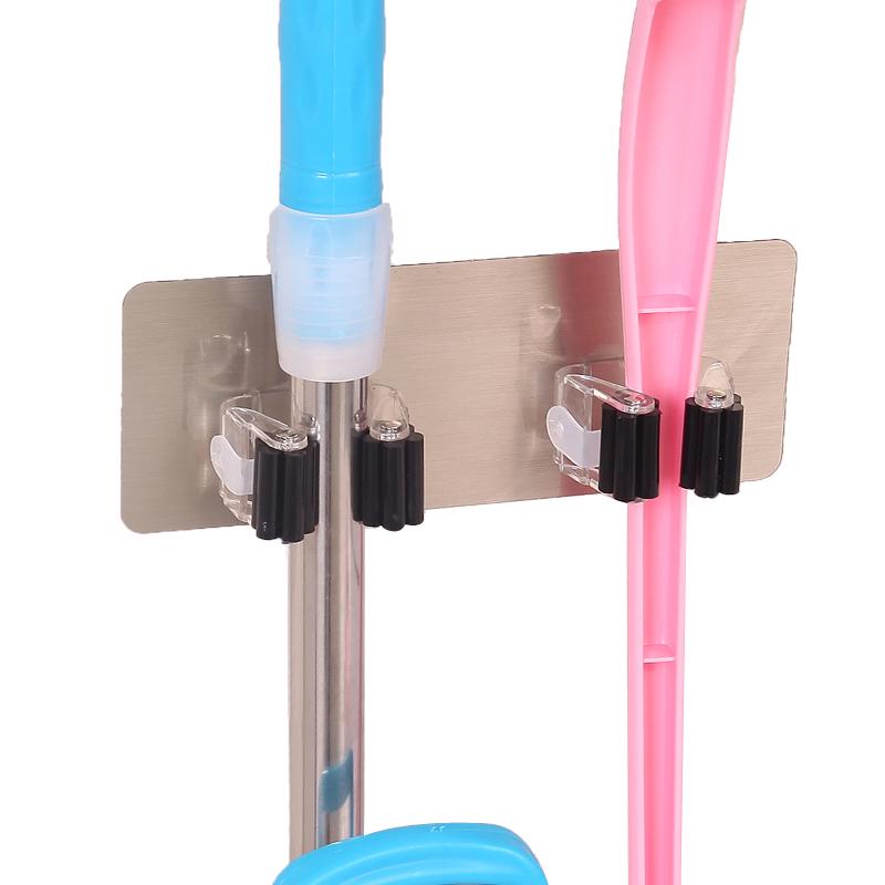 Hemtillbehör Dubbelspänne Sömlös väggmonterad mopphållare förvaringsställ