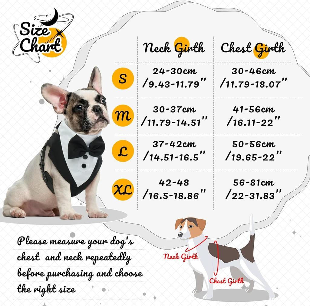 1 Adjustable Dog Wedding Tuxedo Formal Pet Wedding Tuxedo Dog and Cat Tuxedo Collar for Wedding Birthday Party (M)