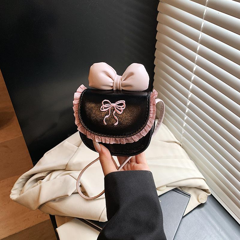 Single shoulder premium sense niche sweet bow lace saddle bag simple commuter messenger bag