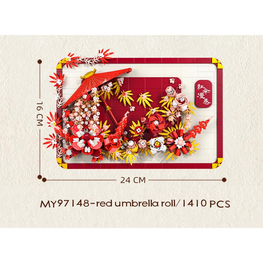 Chinese Style 3D Scroll Building Block Sets Educational Toys Flower Bricks New Year Gifts Tabletop Decoration