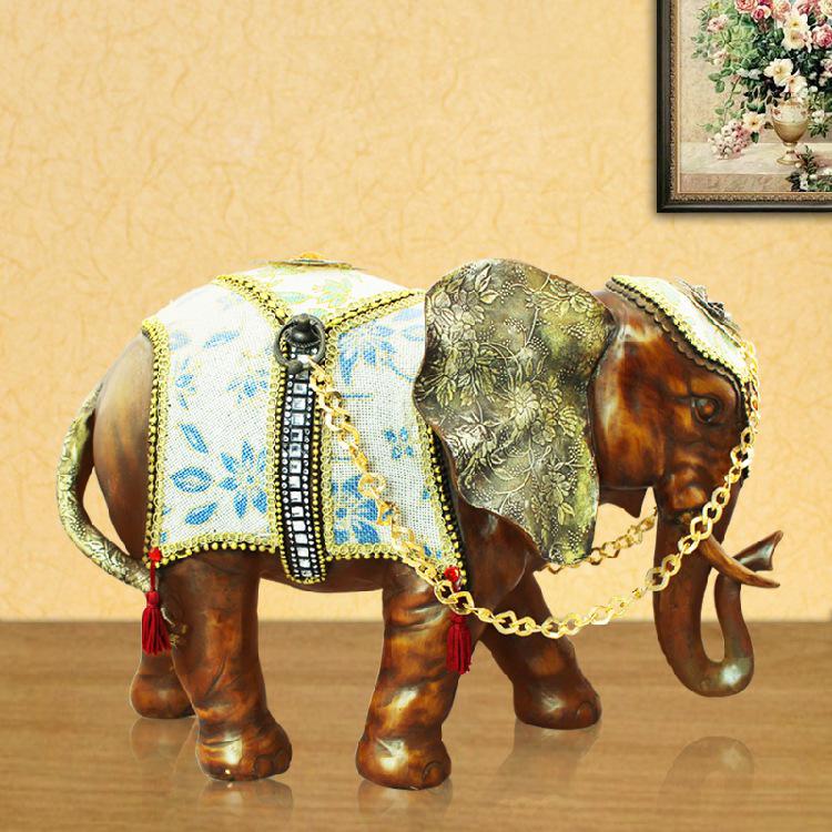 Thai-Style Lucky Elephant Ceramic Ornament for Home or Office Decor