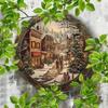 Vintage Christmas Tin Sign, Enchanted Snow Night Street Scene Metal Wall Art for Home Decor