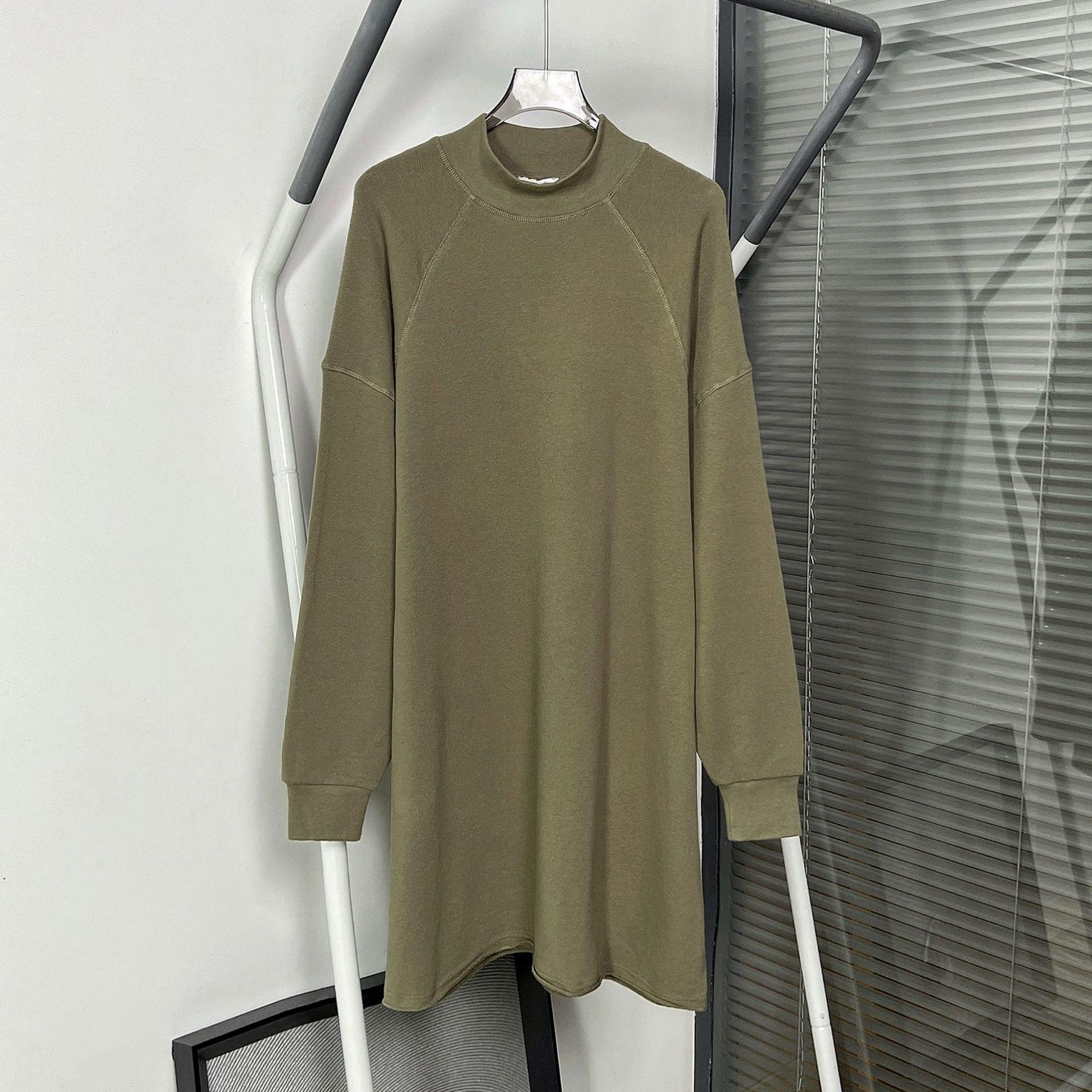 

HOUSE 26 Spring Solid Color Loose Korean Raglan Sleeve Sweatshirt Dress for Women Small оливковое зеленый