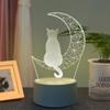 Creative Moon Cat Figure Nightlight Acrylic Table Lamp Sleep Light Sleep Lights  Bedside
