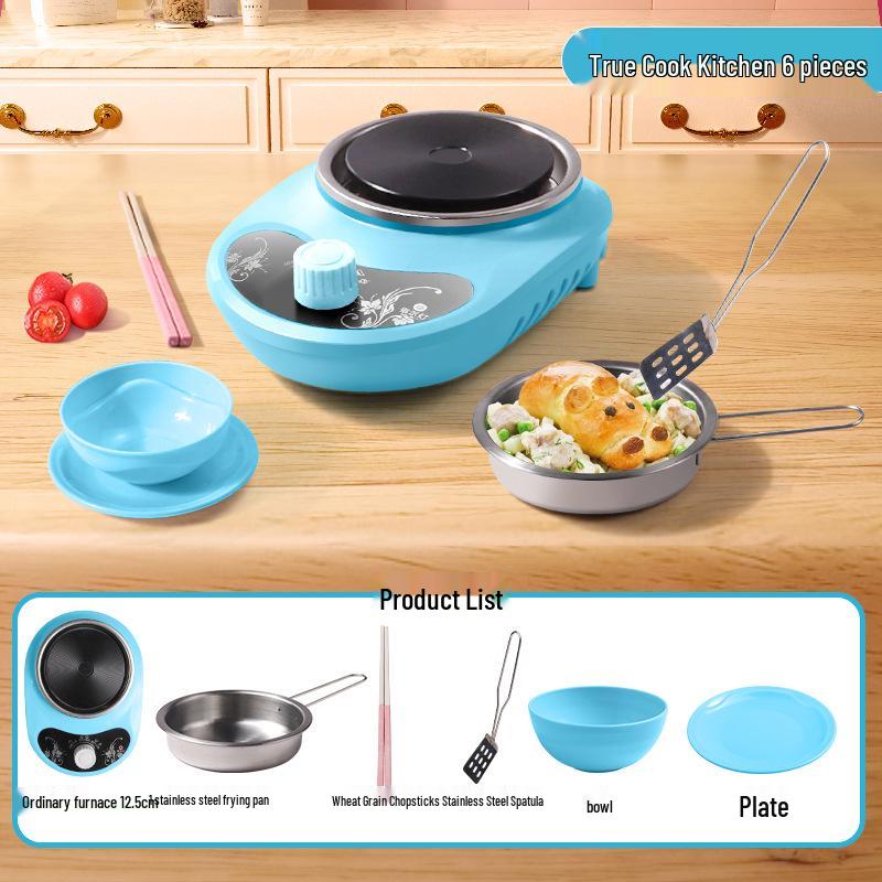 

Mini Kitchen Cooking Set for Kids Ages 3-6: Complete 9-Piece Toy Cookware Set