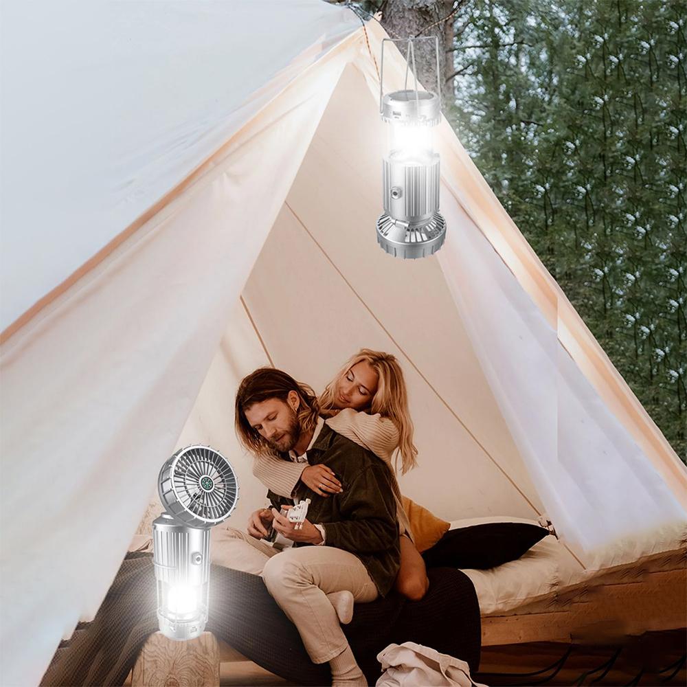 LED Solar Multifunction Lamp Camping Lights Portable with Fan Solar Charge Rechargeable Night Light Hanging Tent Fish Flashlight