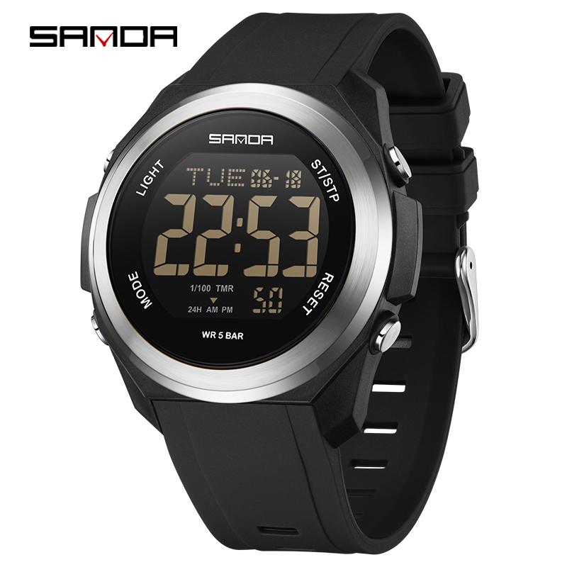 SANDA 2199 Luxury LED Display Digital Watch for Men Shockproof Mens Wristwatches Sport Waterproof Countdown Relojes Para Hombre