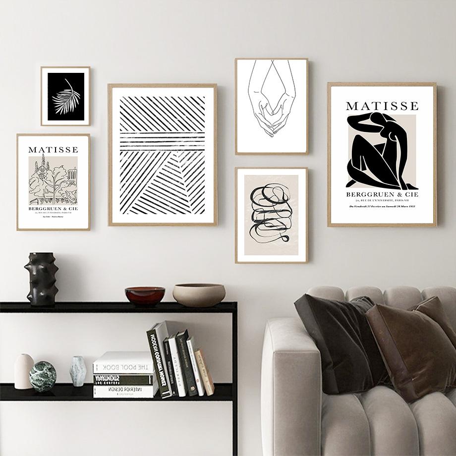 Boho Matisse Poster Beige Black Abstract Line Art Canvas Paintings Wall Print Pictures Bedroom Living Room Interior Home Decor