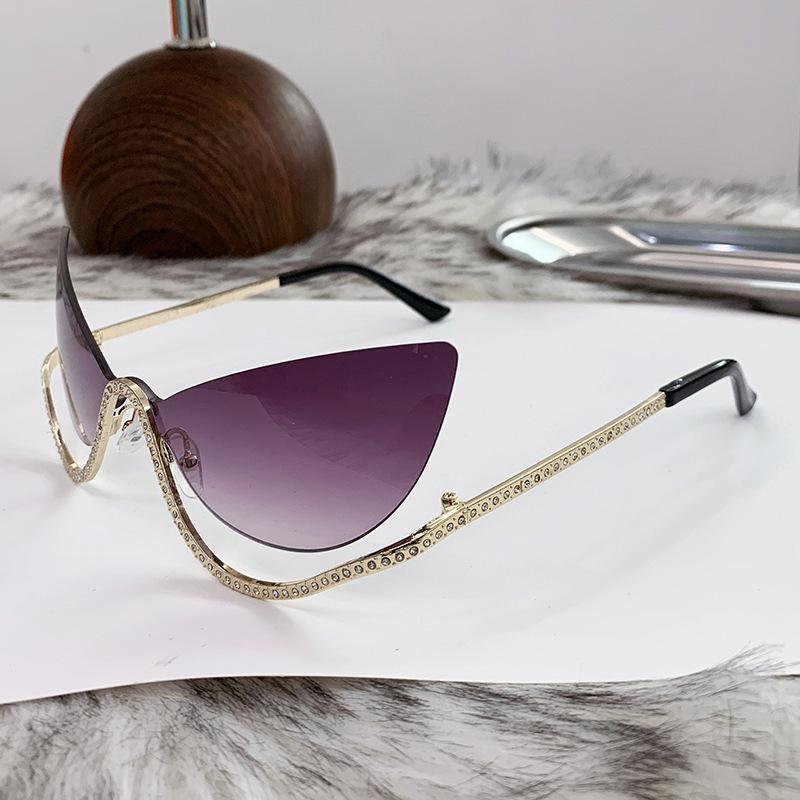 Vintage Rimless Cat Eye Sunglasses Women Luxury Brand Designer Sun Glasses Punk Popular Diamond Butterfly Eyeglasses Uv400