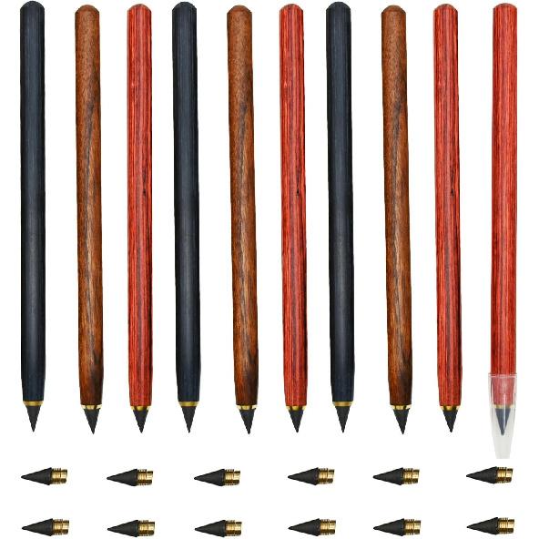 9 pcs Infinity Eternal Pencils Forever Inkless Pen Everlasting Pencil With 12 PCS Replaceable Nibs Never sharpen Pencil For School Office