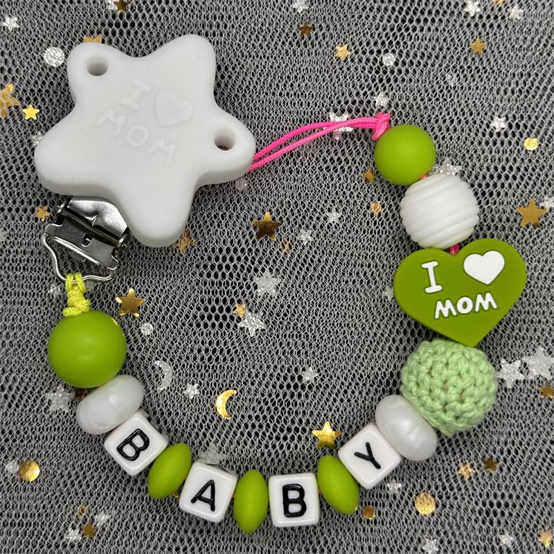 Custom Personalized Name Pacifier Clips BPA Free Silicone Silicone Baby Pacifier Clips Colorful Pacifier Chain Holder Teething