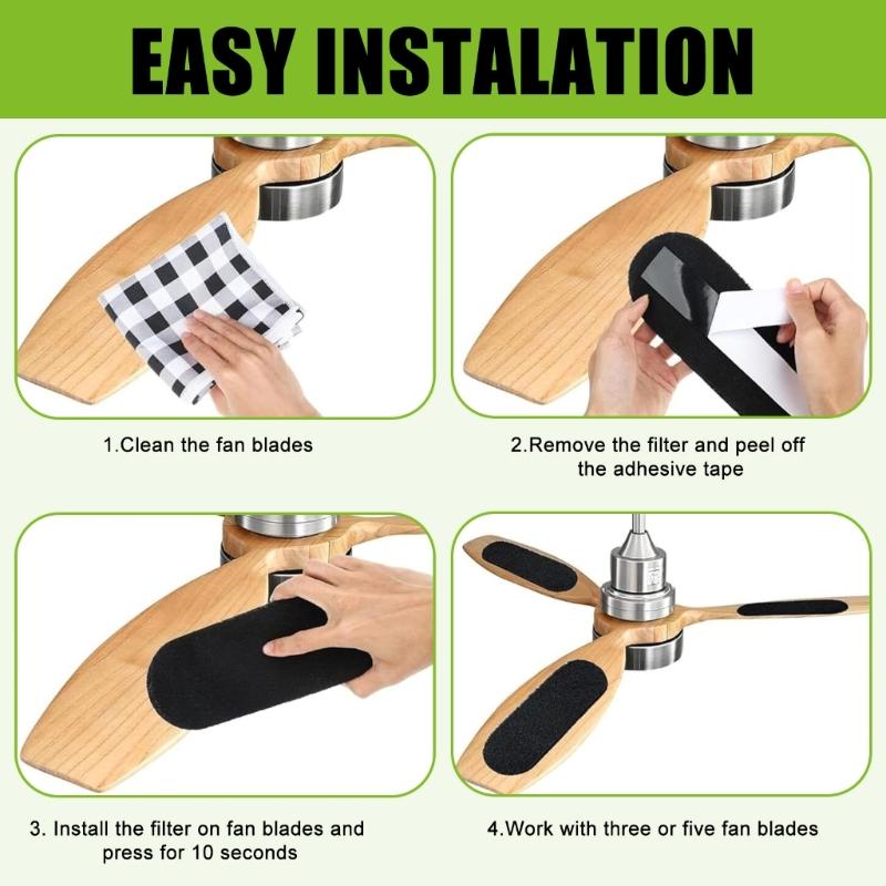 5Pcs Ceiling Fan Filters Dust Prevention High Content Carbon for Hanging Fan Air Cleaner