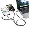 Kabel przewód 3w1 USB-A - Lightning / USB-C / micro USB 1m - szary