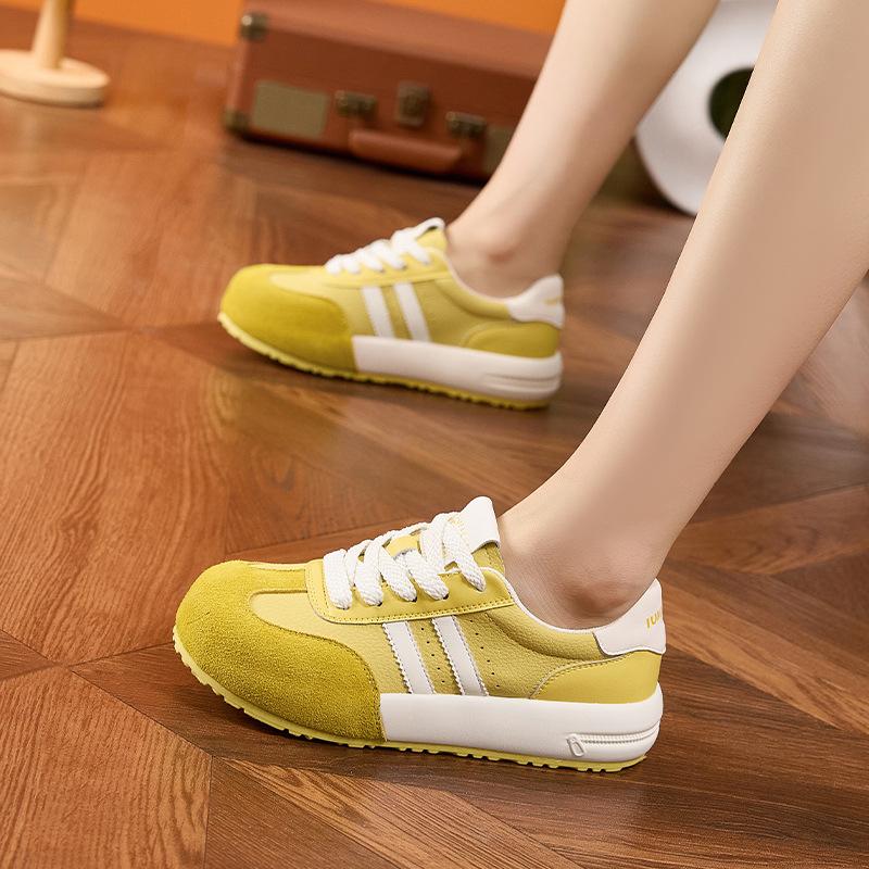 Platform-soled German training shoes women's 2025 spring and summer new casual leather board shoes popular bag-soled shoes fashionable versatile