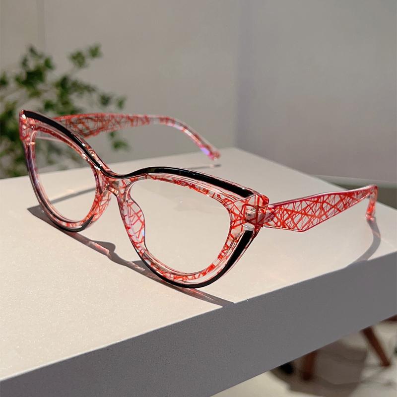 Hollowed Cat Eye Glasses Women Stylish Blue Light Blocking Eyewear Trendy Fashion Brand Design Patchwork Eyeglasses