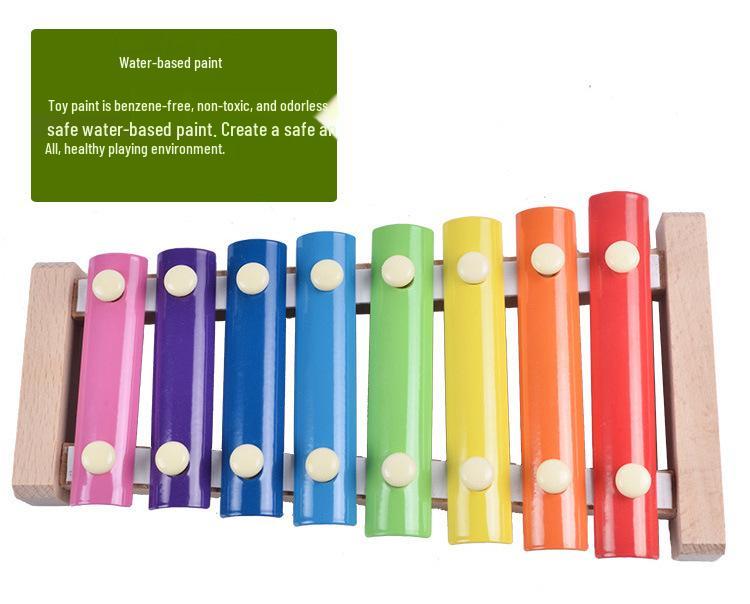 Colorful Wooden Children's Xylophone Toy - Eight-Note Hand Knocking Piano for Early Education