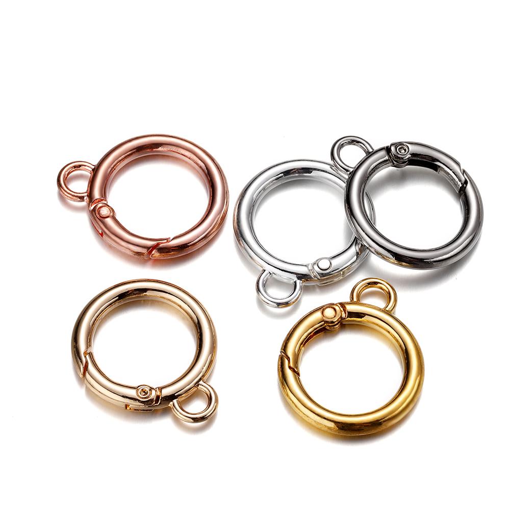 5Pcs/Lot 26mm Metal O Ring Spring Clasps with Hooks Keychain Bag Clips Connector for DIY Key Chain Jewelry Making Accessories