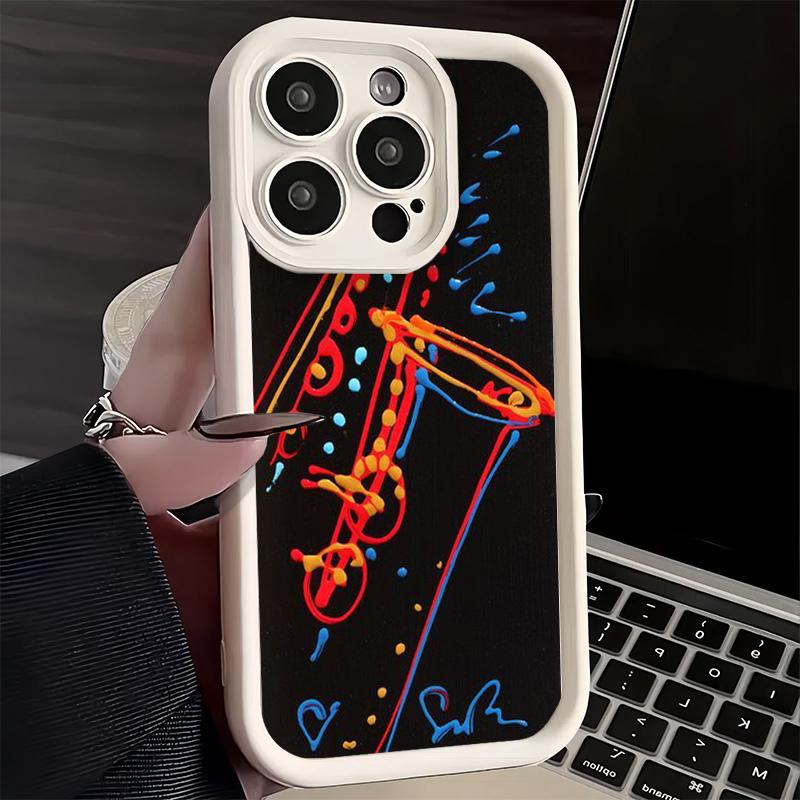 Phone Case for iPhone 17 Air 16E 15 16 Pro Max Saxophone Instrument Music Cover 14 Plus 13 12 Mini Soft Shell Silicone Fundas