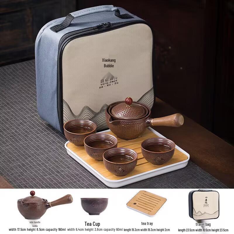 Dingle Chinese Black Pottery Teapot & Tea Tray Set