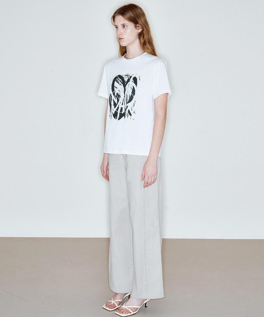 Ssikeoseun Printed Round Neck T-Shirts_White