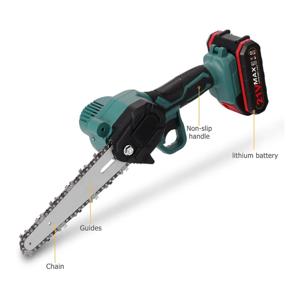 1200W Electric Chain Saw With 4000mAh Battery 6 Inch Wood Spliting Chainsaw One-handed Cordless Electric Pruning Saw Power Tool